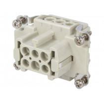 DE-006-F; Connector: HDC; contact insert; female; DE; PIN: 6; 6+PE; size D6B; DEGSON ELECTRONICS