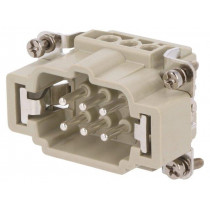 DE-006-M; Connector: HDC; contact insert; male; DE; PIN: 6; 6+PE; size D6B; DEGSON ELECTRONICS