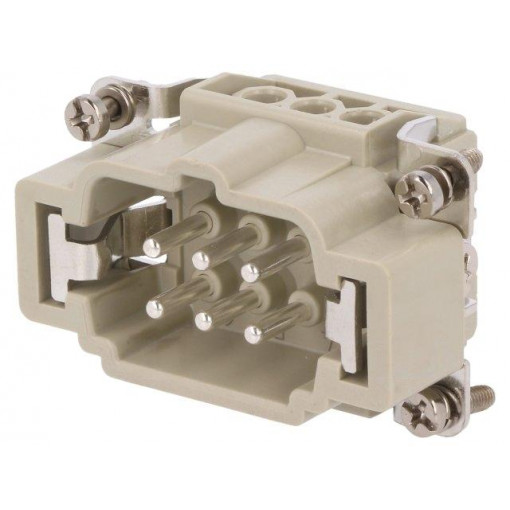 DE-006-M; Connector: HDC; contact insert; male; DE; PIN: 6; 6+PE; size D6B; DEGSON ELECTRONICS