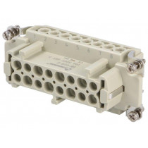 DE-016-F; Connector: HDC; contact insert; female; DE; PIN: 16; 16+PE; 16A; 500V; DEGSON ELECTRONICS