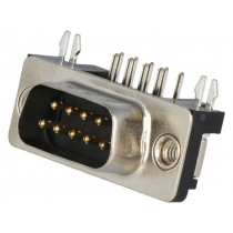DE09-PN-24; D-Sub; PIN: 9; socket; male; angled 90°; THT; UNC4-40; 5A; 20mΩ; ADAM TECH