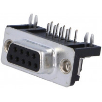 DE09-SL-24; D-Sub; PIN: 9; socket; female; angled 90°; THT; UNC4-40; 5A; 20mΩ; ADAM TECH