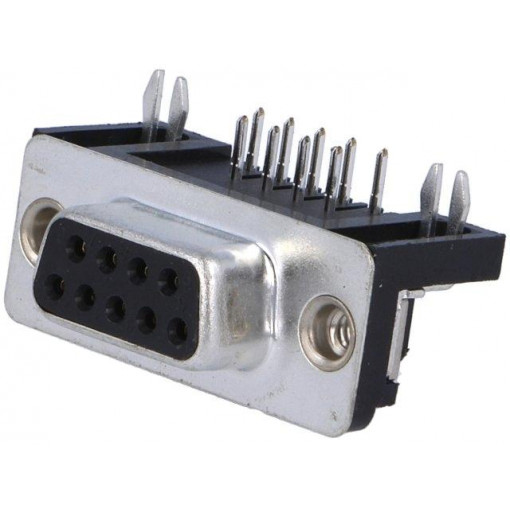 DE09-SL-24; D-Sub; PIN: 9; socket; female; angled 90°; THT; UNC4-40; 5A; 20mΩ; ADAM TECH