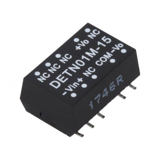 DETN01M-15; Converter: DC/DC; 1W; Uin: 10.8÷13.2V; Uout: 15VDC; Uout2: -15VDC; MEAN WELL