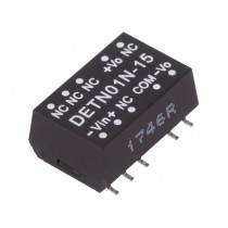 DETN01N-15; Converter: DC/DC; 1W; Uin: 21.6÷26.4V; Uout: 15VDC; Uout2: -15VDC; MEAN WELL