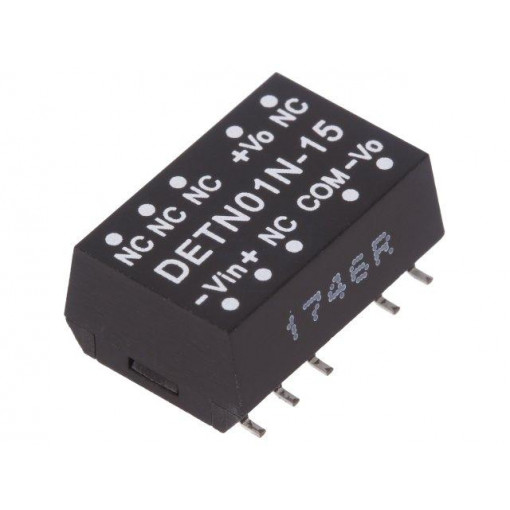DETN01N-15; Converter: DC/DC; 1W; Uin: 21.6÷26.4V; Uout: 15VDC; Uout2: -15VDC; MEAN WELL