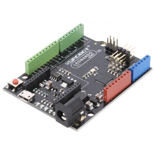 DFR0221; Controller; Arduino; ATMEGA32U4; 7÷12VDC; PWM: 7; Anal.in: 12; DFROBOT DFR0221; Controller; Arduino; ATMEGA32U4; 7÷12VDC; PWM: 7; Anal.in: 12; DFROBOT