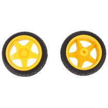 FIT0003; Wheel; yellow-black; Shaft: two sides flattened; Pcs: 2; push-in; DFROBOT