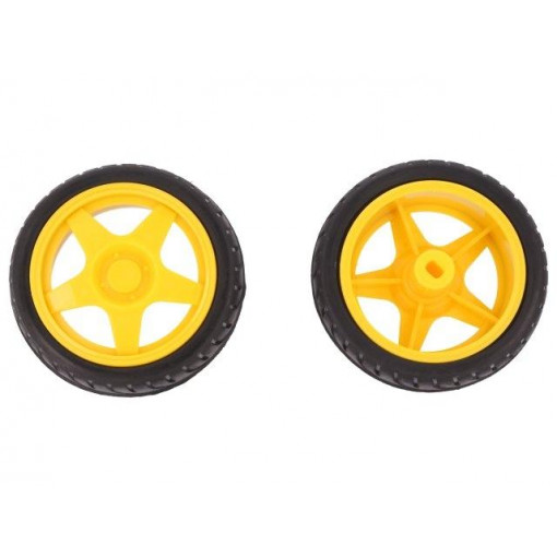 FIT0003; Wheel; yellow-black; Shaft: two sides flattened; Pcs: 2; push-in; DFROBOT