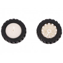 FIT0085; Wheel; white,black; Shaft: D spring; Pcs: 2; push-in; Ø: 42mm; W: 19mm; DFROBOT
