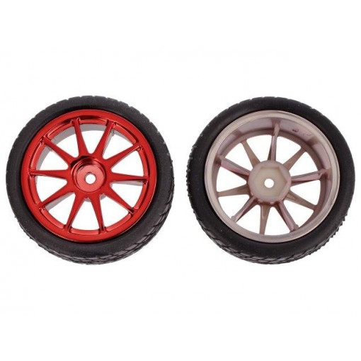 FIT0199-R; Wheel; red; Shaft: smooth; Pcs: 2; screw; Ø: 65mm; Plating: rubber; DFROBOT
