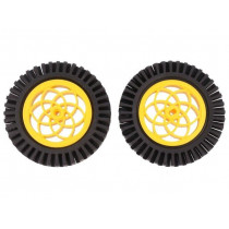 FIT0336; Wheel; yellow-black; Shaft: two sides flattened; Pcs: 2; push-in; DFROBOT