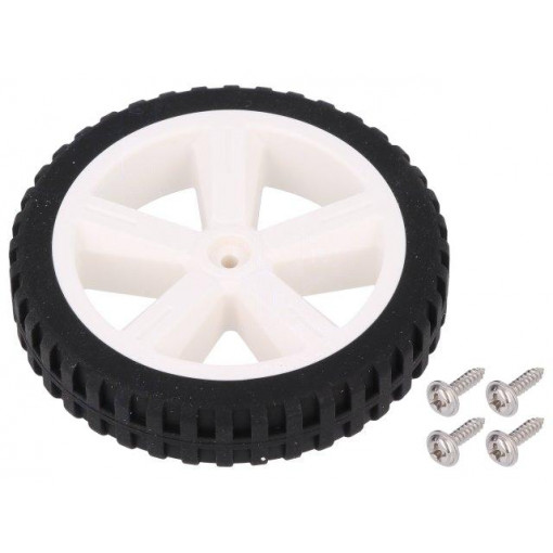 FIT0500; Wheel; white,black; Shaft: two sides flattened; Pcs: 1; screw; DFROBOT