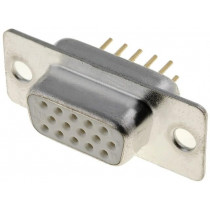 DS1077-15FW8NSS; D-Sub HD; PIN: 15; socket; female; straight; THT; 5A; 15mΩ; CONNFLY