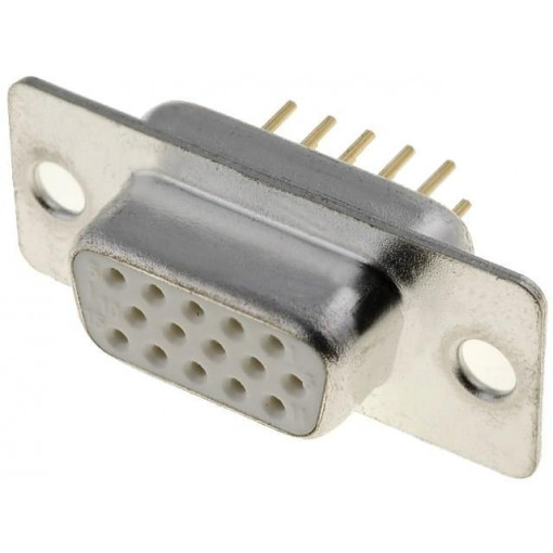 DS1077-15FW8NSS; D-Sub HD; PIN: 15; socket; female; straight; THT; 5A; 15mΩ; CONNFLY