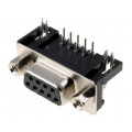 DS1037-09FNAKT74; D-Sub; PIN: 9; socket; female; angled 90°; THT; UNC4-40; 5A; 15mΩ; CONNFLY