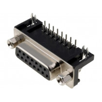 DS1037-15FNAKT74; D-Sub; PIN: 15; socket; female; angled 90°; THT; UNC4-40; 5A; 15mΩ; CONNFLY DS1037-15FNAKT74; D-Sub; PIN: 15; socket; female; angled 90°; THT; UNC4-40; 5A; 15mΩ; CONNFLY