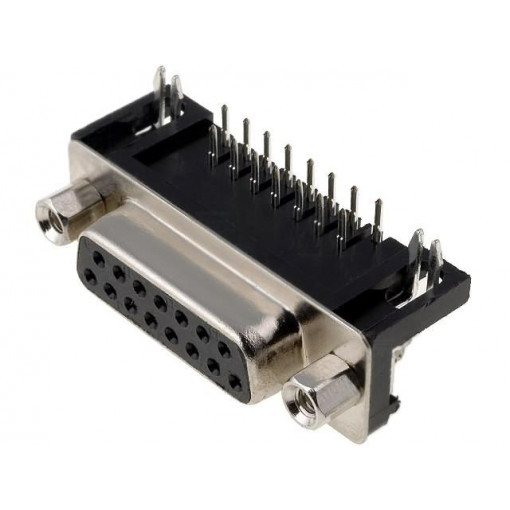 DS1037-15FNAKT74; D-Sub; PIN: 15; socket; female; angled 90°; THT; UNC4-40; 5A; 15mΩ; CONNFLY DS1037-15FNAKT74; D-Sub; PIN: 15; socket; female; angled 90°; THT; UNC4-40; 5A; 15mΩ; CONNFLY