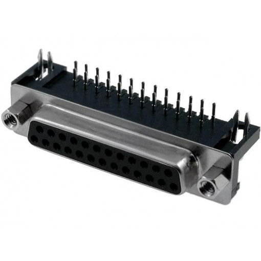 DS1037-25FNAKT74; D-Sub; PIN: 25; socket; female; angled 90°; THT; UNC4-40; 5A; 15mΩ; CONNFLY DS1037-25FNAKT74; D-Sub; PIN: 25; socket; female; angled 90°; THT; UNC4-40; 5A; 15mΩ; CONNFLY