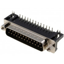 DS1037-25MNAKT74; D-Sub; PIN: 25; socket; male; angled 90°; THT; UNC4-40; 5A; 15mΩ; CONNFLY