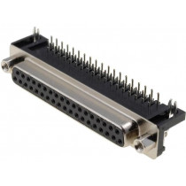 DS1037-37FNAKT74; D-Sub; PIN: 37; socket; female; angled 90°; THT; UNC4-40; 5A; 15mΩ; CONNFLY