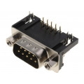 DS1037-01-09MNAKSI74; D-Sub; PIN: 9; socket; male; angled 90°; THT; UNC4-40; -55÷105°C; CONNFLY