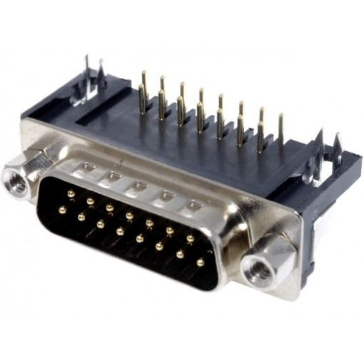 DS1037-01-15MNAKSI74; D-Sub; PIN: 15; socket; male; angled 90°; THT; UNC4-40; -55÷105°C; CONNFLY