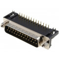 DS1037-01-25MNAKSI74; D-Sub; PIN: 25; socket; male; angled 90°; THT; UNC4-40; -55÷105°C; CONNFLY