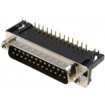 DS1037-01-25MNAKSI74; D-Sub; PIN: 25; socket; male; angled 90°; THT; UNC4-40; -55÷105°C; CONNFLY