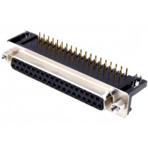DS1037-01-37FNAKSI74; D-Sub; PIN: 37; socket; female; angled 90°; THT; UNC4-40; -55÷105°C; CONNFLY