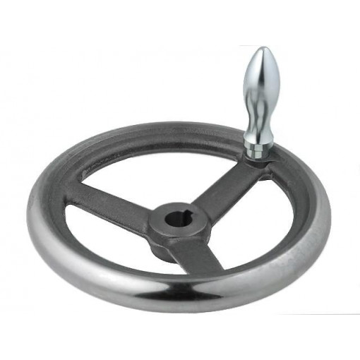 DIN 950-GG-200-K18-D; Knob; cast iron; 200mm; with keyway,with revolving handle; ELESA+GANTER