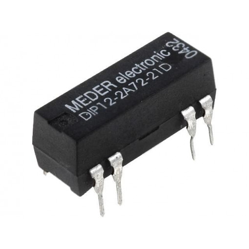 DIP12-2A72-21D; Relay: reed; DPST-NO; Ucoil: 12VDC; 1A; max.200VDC; max.200VAC; PCB; MEDER DIP12-2A72-21D; Relay: reed; DPST-NO; Ucoil: 12VDC; 1A; max.200VDC; max.200VAC; PCB; MEDER