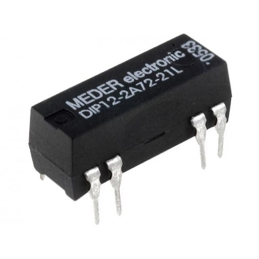 DIP12-2A72-21L; Relay: reed; DPST-NO; Ucoil: 12VDC; 1A; max.200VDC; max.200VAC; PCB; MEDER DIP12-2A72-21L; Relay: reed; DPST-NO; Ucoil: 12VDC; 1A; max.200VDC; max.200VAC; PCB; MEDER