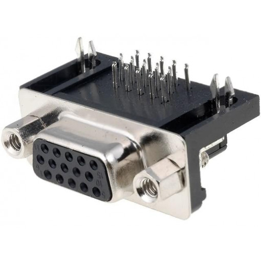 DS1038-15FBNSIA74; D-Sub HD; PIN: 15; socket; female; angled 90°; THT; Contacts: brass; CONNFLY DS1038-15FBNSIA74; D-Sub HD; PIN: 15; socket; female; angled 90°; THT; Contacts: brass; CONNFLY