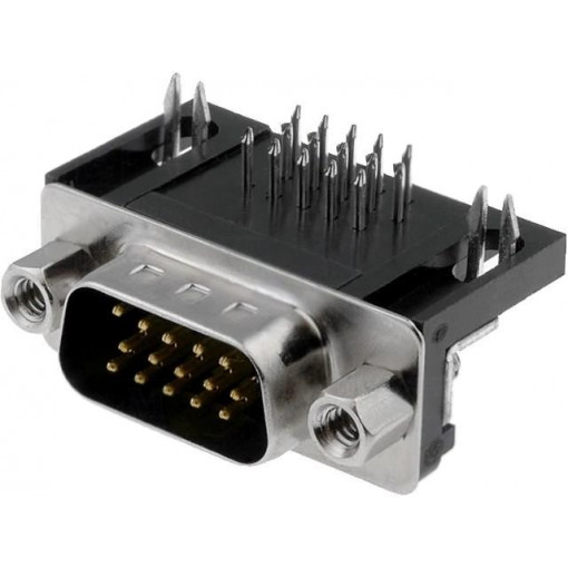 DS1038-15MBNSIA74; D-Sub HD; PIN: 15; socket; male; angled 90°; THT; Contacts: brass; CONNFLY
