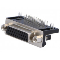DS1038-26FBNSIA74; D-Sub HD; PIN: 26; socket; female; angled 90°; THT; Contacts: brass; CONNFLY