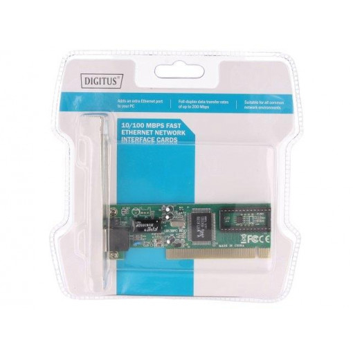 DN-1001J; PC extension card: PCI; Interface: 10/100Mbps,full duplex; DIGITUS