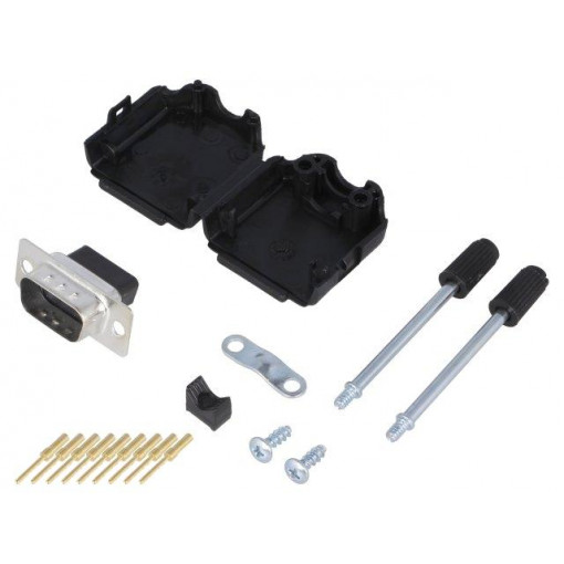 6355-0078-01; D-Sub; PIN: 9; plug; male; crimped; for cable; black; ENCITECH