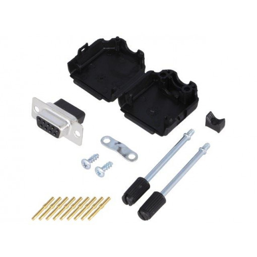 6355-0078-11; D-Sub; PIN: 9; plug; female; crimped; for cable; black; ENCITECH