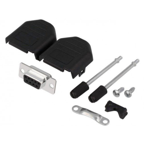 DPPK09-BK-DBS-K; D-Sub; PIN: 9; plug; female; soldering; for cable; Kit: complete set; ENCITECH