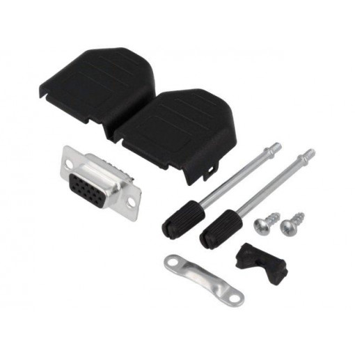 DPPK09-BK-HDS-K; D-Sub HD; PIN: 15; plug; female; soldering; for cable; ENCITECH