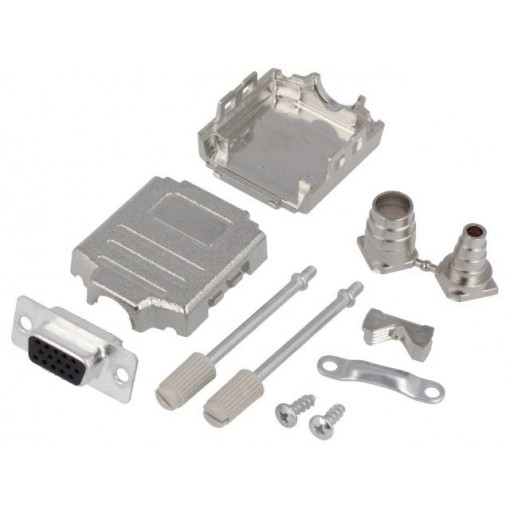 DPPK09-M-HDS-K; D-Sub HD; PIN: 15; plug; female; soldering; for cable; black; ENCITECH