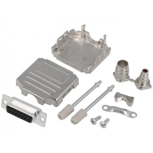 DPPK15-M-DBS-K; D-Sub; PIN: 15; plug; female; soldering; for cable; black; ENCITECH