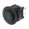 DS-664K-C-L-S-K-TG; Switch: push-button; Pos: 2; SPST-NO; 3A/125VAC; OFF-ON; green; 1kV; MIYAMA