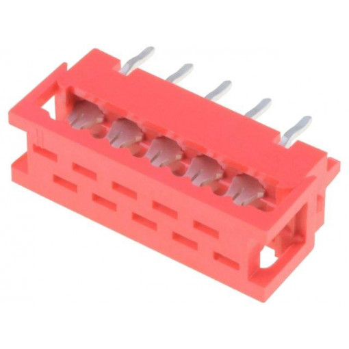 DS1015-02-10R6; Wire-board; adapter; PIN: 10; IDC,THT; on PCBs,for ribbon cable; CONNFLY