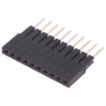 DS1023-05-1*10B81; Socket; pin strips; female; PIN: 10; straight; 2.54mm; THT; 1x10; CONNFLY DS1023-05-1*10B81; Socket; pin strips; female; PIN: 10; straight; 2.54mm; THT; 1x10; CONNFLY