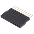DS1023-05-1*10B8-A16.0/B6.8; Socket; pin strips; female; PIN: 10; straight; 2.54mm; THT; 1x10; CONNFLY DS1023-05-1*10B8-A16.0/B6.8; Socket; pin strips; female; PIN: 10; straight; 2.54mm; THT; 1x10; CONNFLY