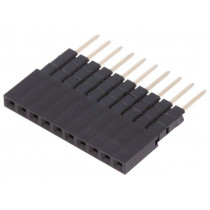 DS1023-05-1*10B8-A16.0/B6.8; Socket; pin strips; female; PIN: 10; straight; 2.54mm; THT; 1x10; CONNFLY