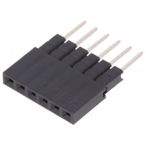DS1023-05-1*6B81; Socket; pin strips; female; PIN: 6; straight; 2.54mm; THT; 1x6; 3A; CONNFLY