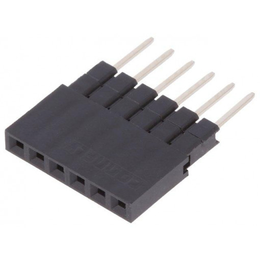 DS1023-05-1*6B81; Socket; pin strips; female; PIN: 6; straight; 2.54mm; THT; 1x6; 3A; CONNFLY